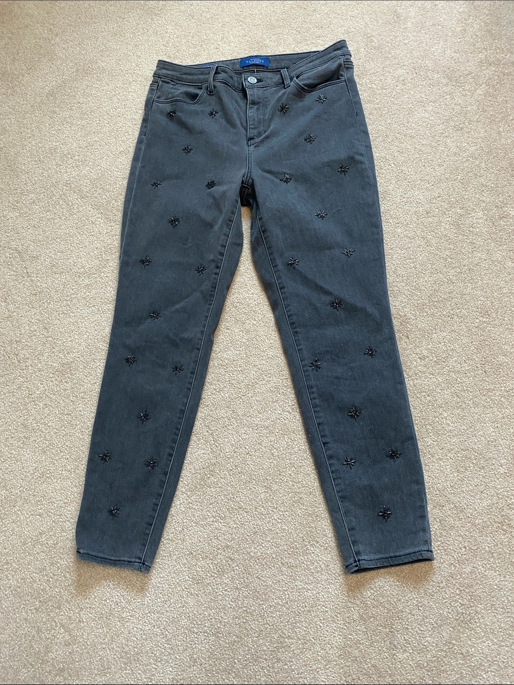 Talbots Black Skinny Jeans with Subtle Embroidered Stars